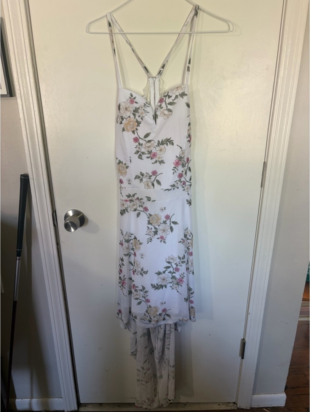 Juniors XL No Boundaries Floral White High-Low Slip Dress with Spaghetti Straps